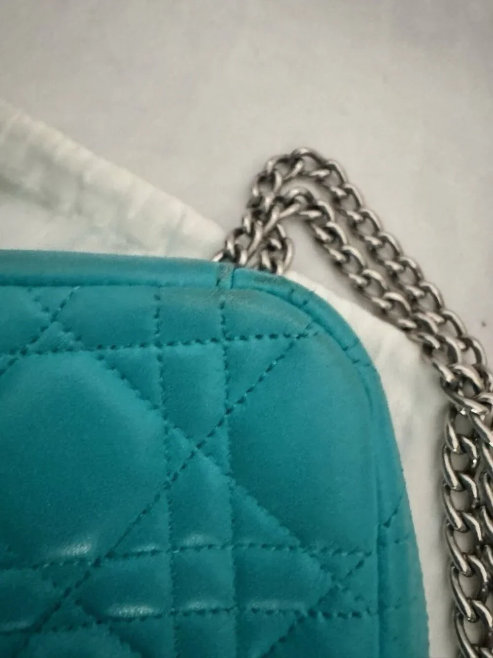 Authentic Dior Miss Dior Cannage Turquoise Blue Leather Shoulder Crossbody Bag